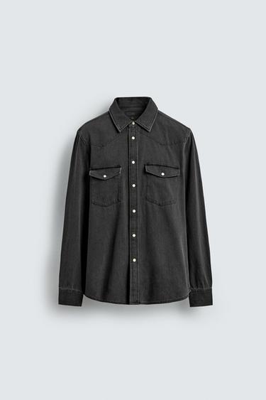 WESTERN DENIM SHIRT - Charcoal by Zara