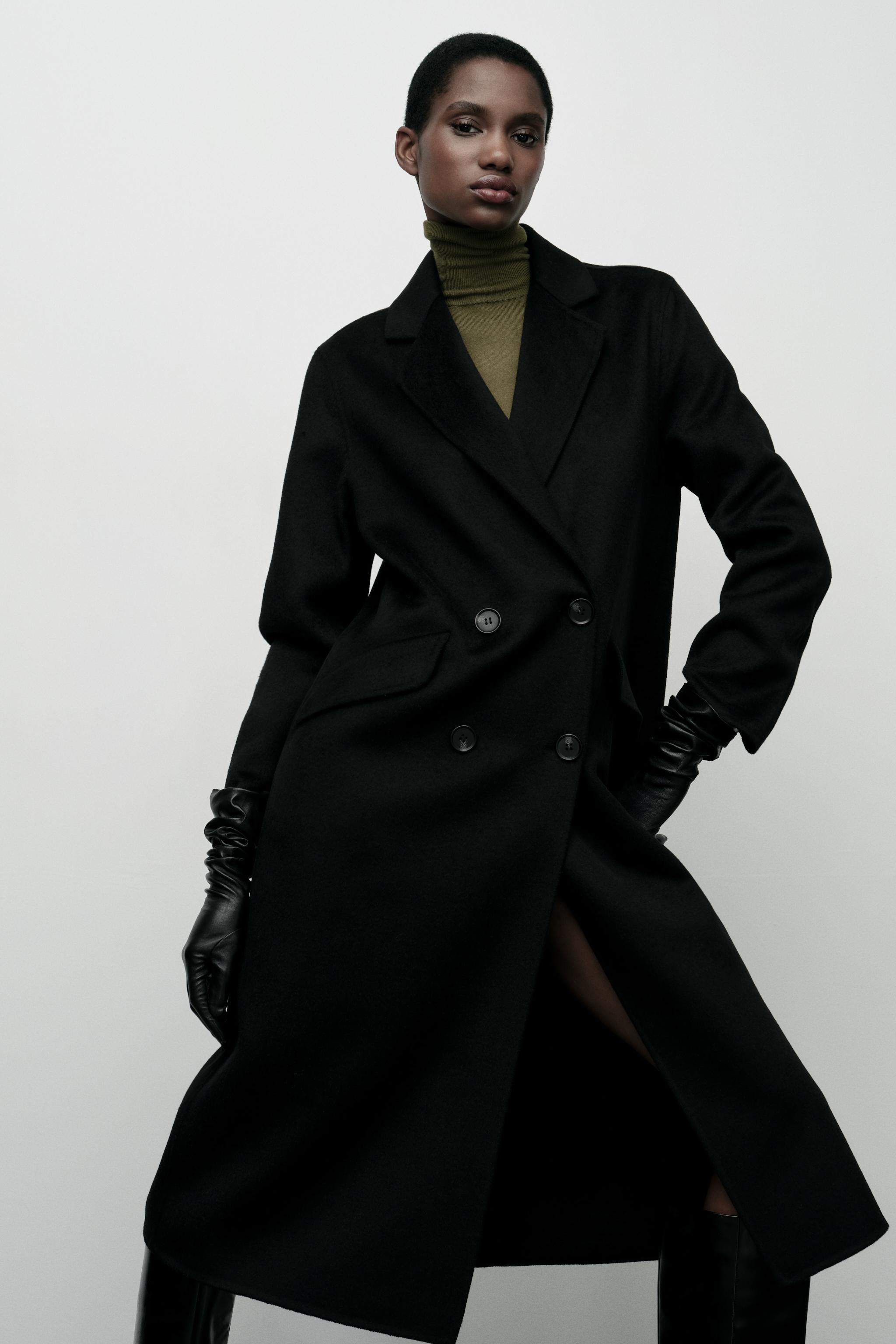 Black coat zara woman hotsell