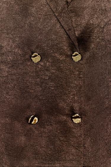FLUID CRINKLE-EFFECT BLAZER - Brown by Zara - Image 9