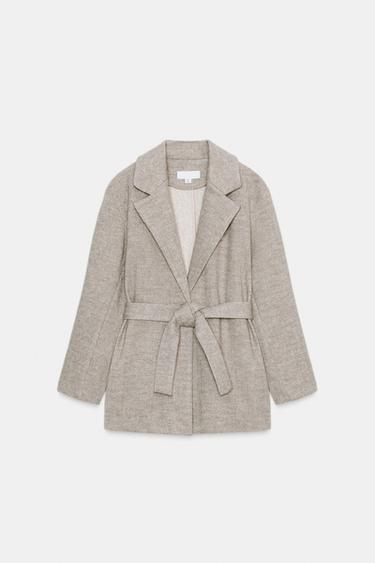 BLAZER DOUX CEINTURÉ - Sable / Chiné de Zara - Image 7