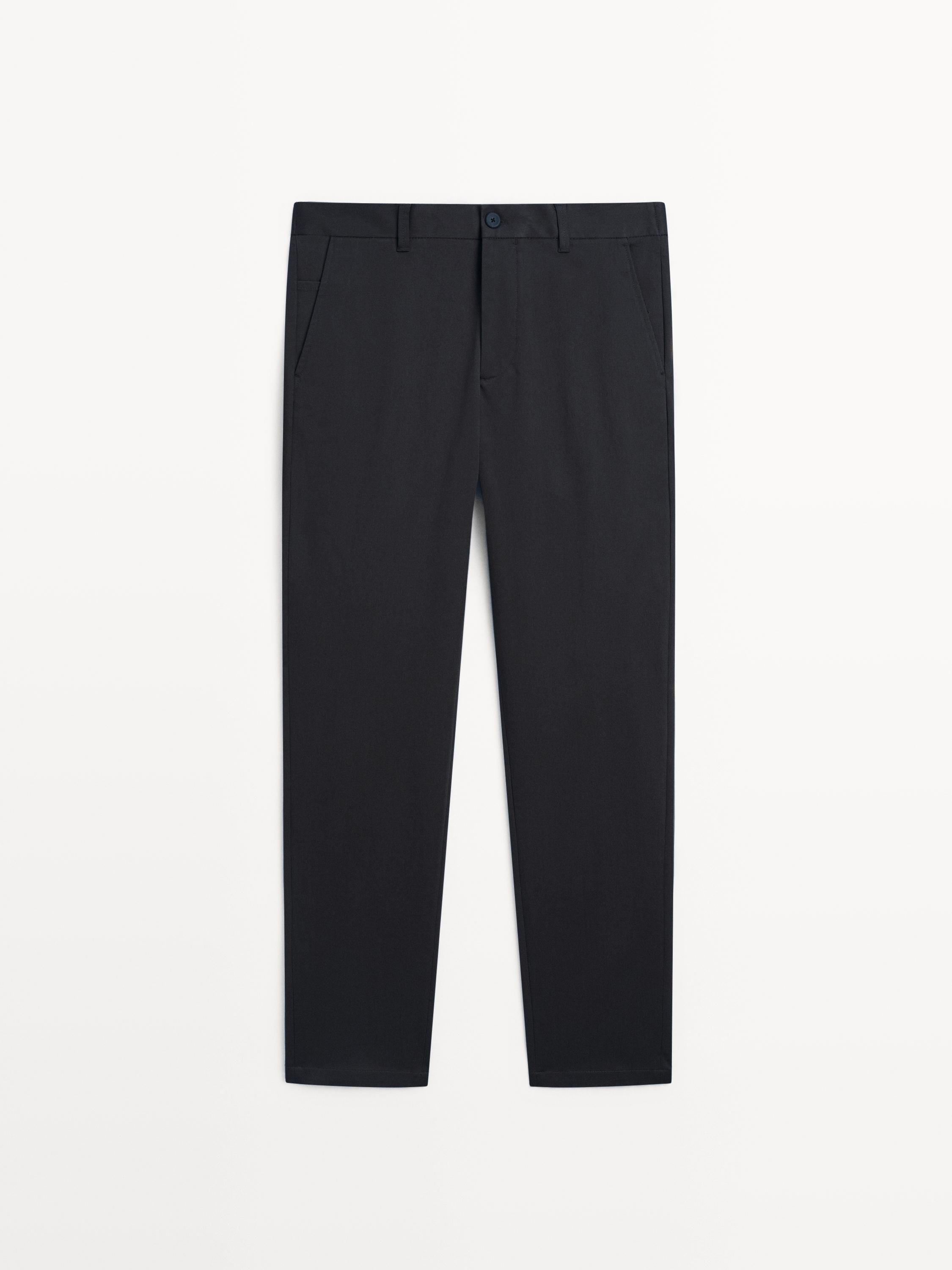 Pantalon tapered fit en coton mélang
