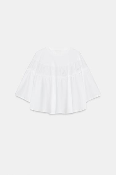 EMBROIDERED CAPE TOP - White by Zara - Image 4