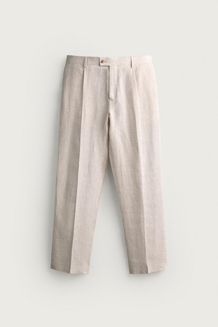 PANTALÓN PLIEGUES TRAJE 100% LINO