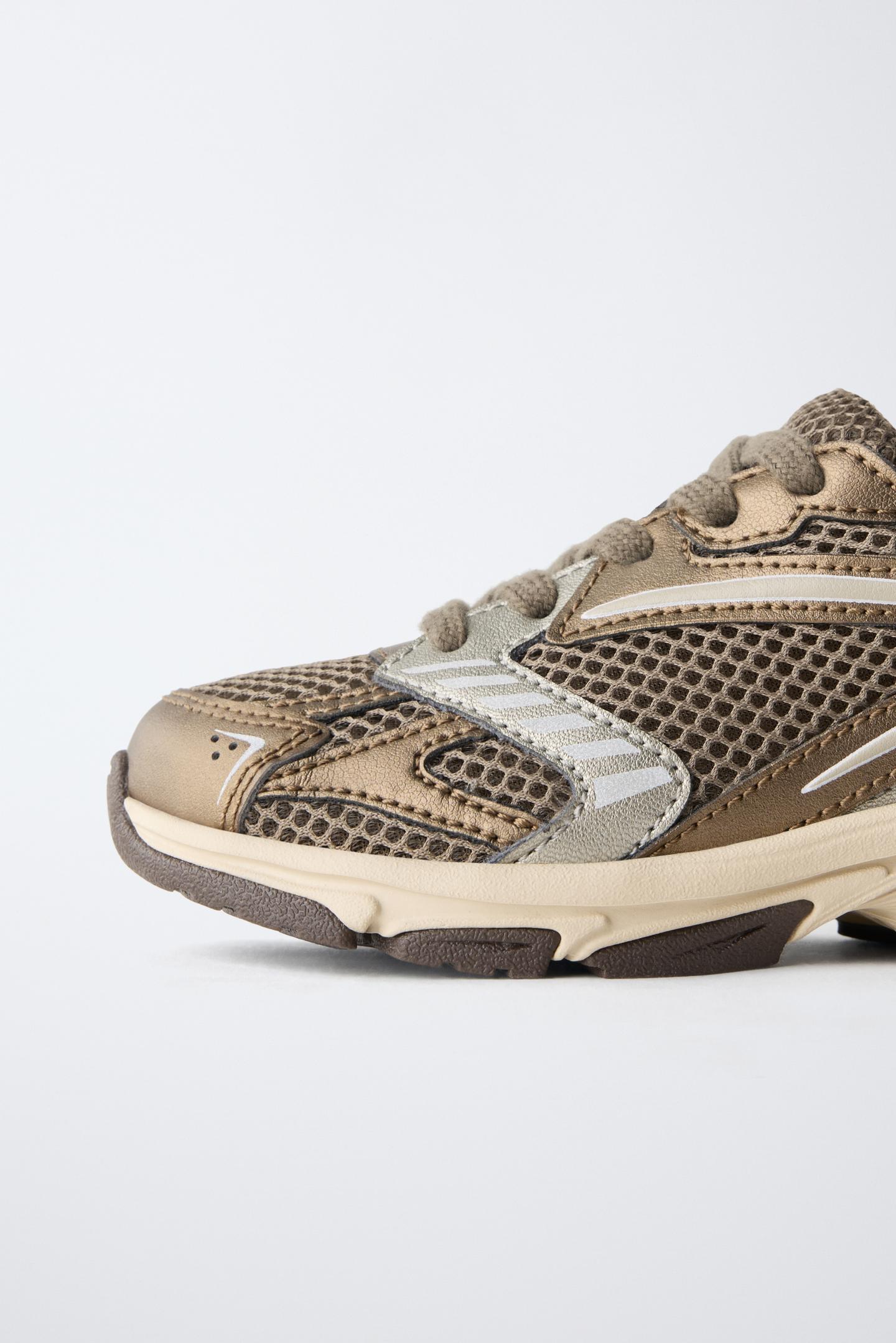 Детские кроссовки Zara Metallic, цвет: Бронзовый — фото 4