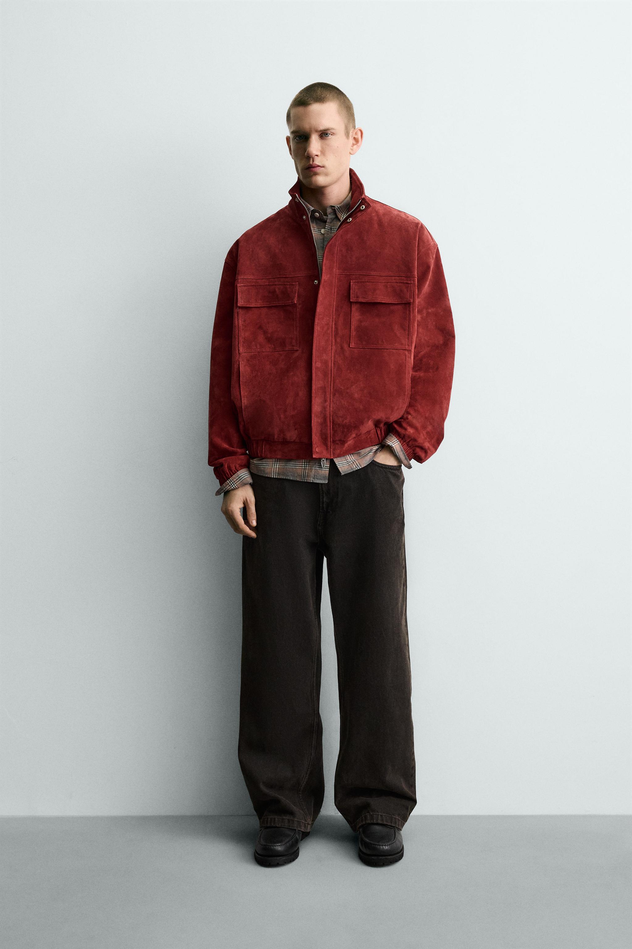 リラックスフィットレザージャケット - ボルドー | ZARA Japan / 日本