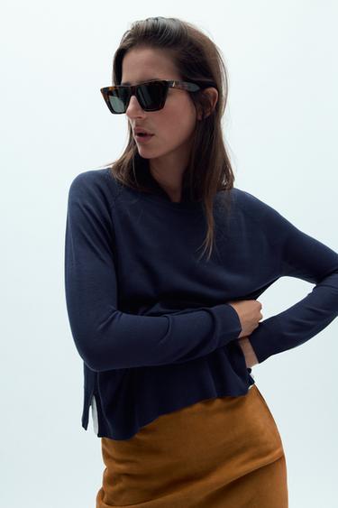 JERSEY BÁSICO PUNTO - marino de Zara