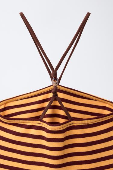 ROBE À RAYURES HALTER - Jaune soutenu de Zara - Image 3