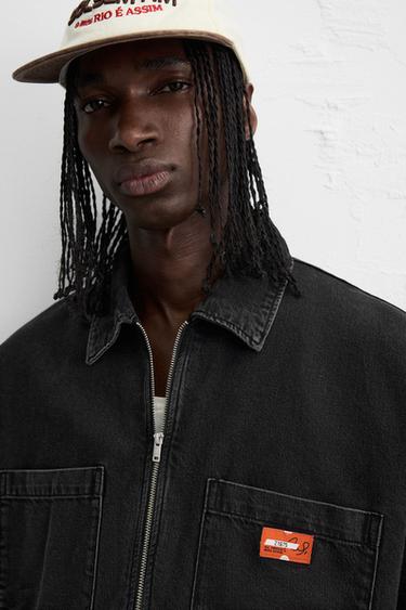CHEMISE POLO EN DENIM ZIPPÉE - Noir de Zara - Image 4