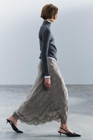 ZW COLLECTION LACE JACQUARD SKIRT — Gray marl 1