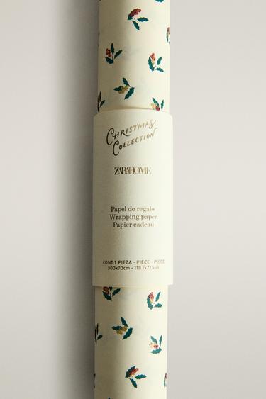 CHRISTMAS HOLLY WRAPPING PAPER — White 2