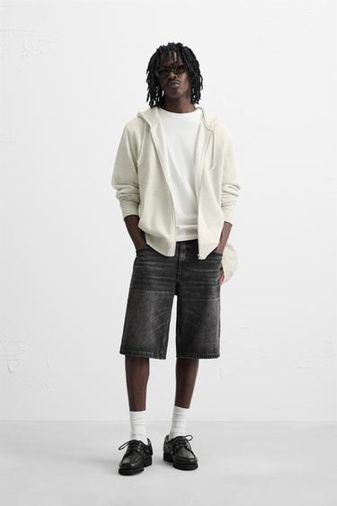 FADED WASH BAGGY FIT DENIM BERMUDA SHORTS - Black by Zara