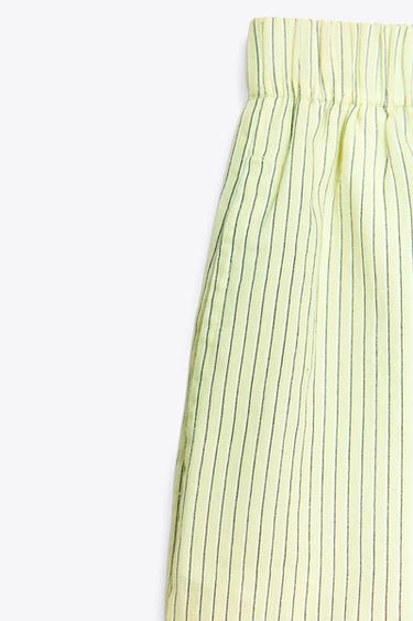 POPLIN STRIPED SHORTS - Light lime green by Zara - Image 5