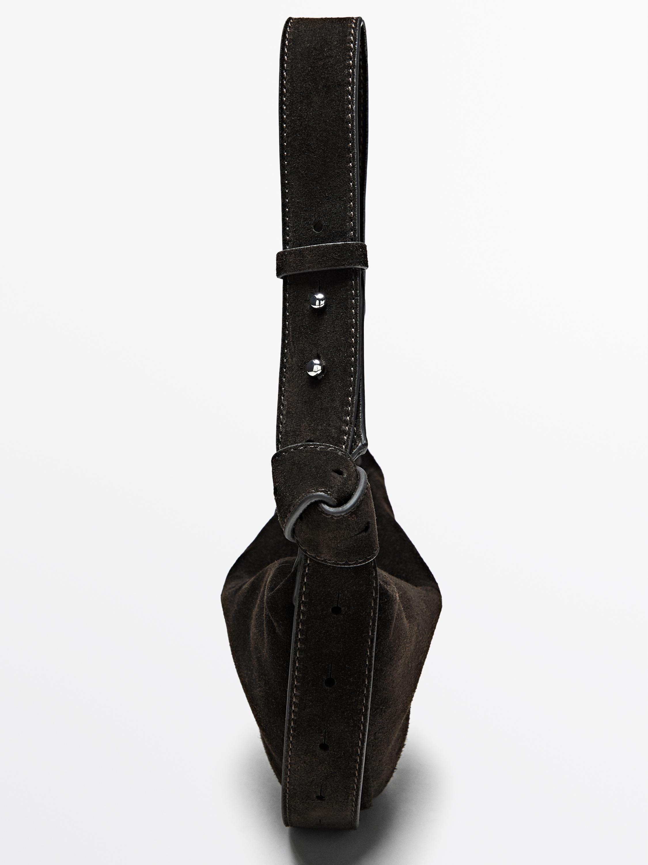 Split suede leather mini crossbody bag