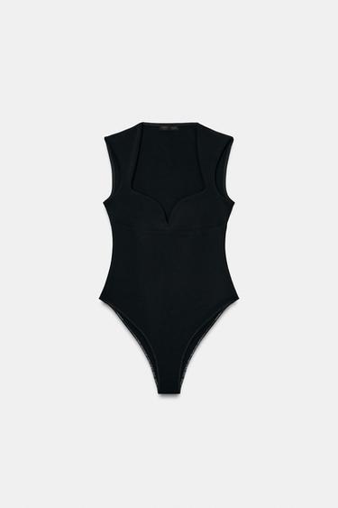 BODY DÉCOLLETÉ CŒUR STRETCH - Noir de Zara - Image 3