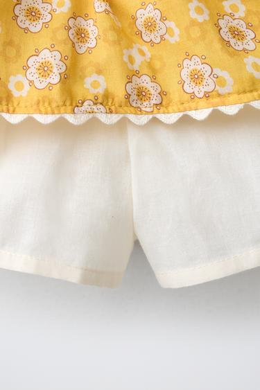 JUPE FLEURS ET ONDULINE - Jaune pastel de Zara - Image 3