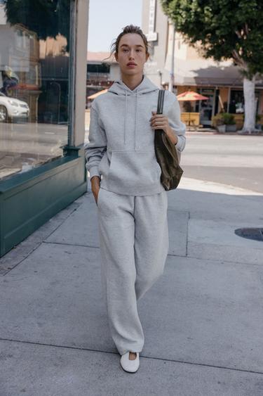 PANTALONI IN FELPA WIDE LEG - Grigio mélange di Zara