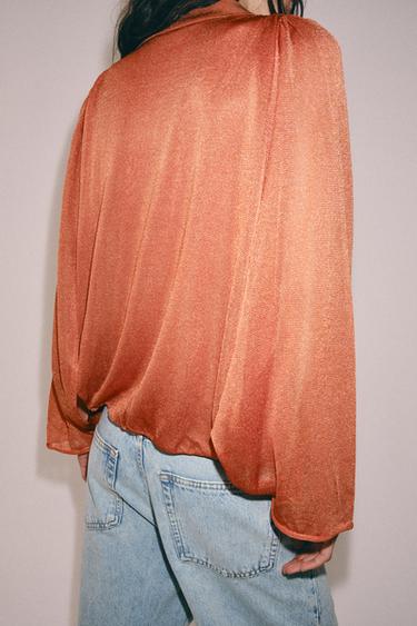 TOP EN MAILLE COL POLO - Orange de Zara - Image 2