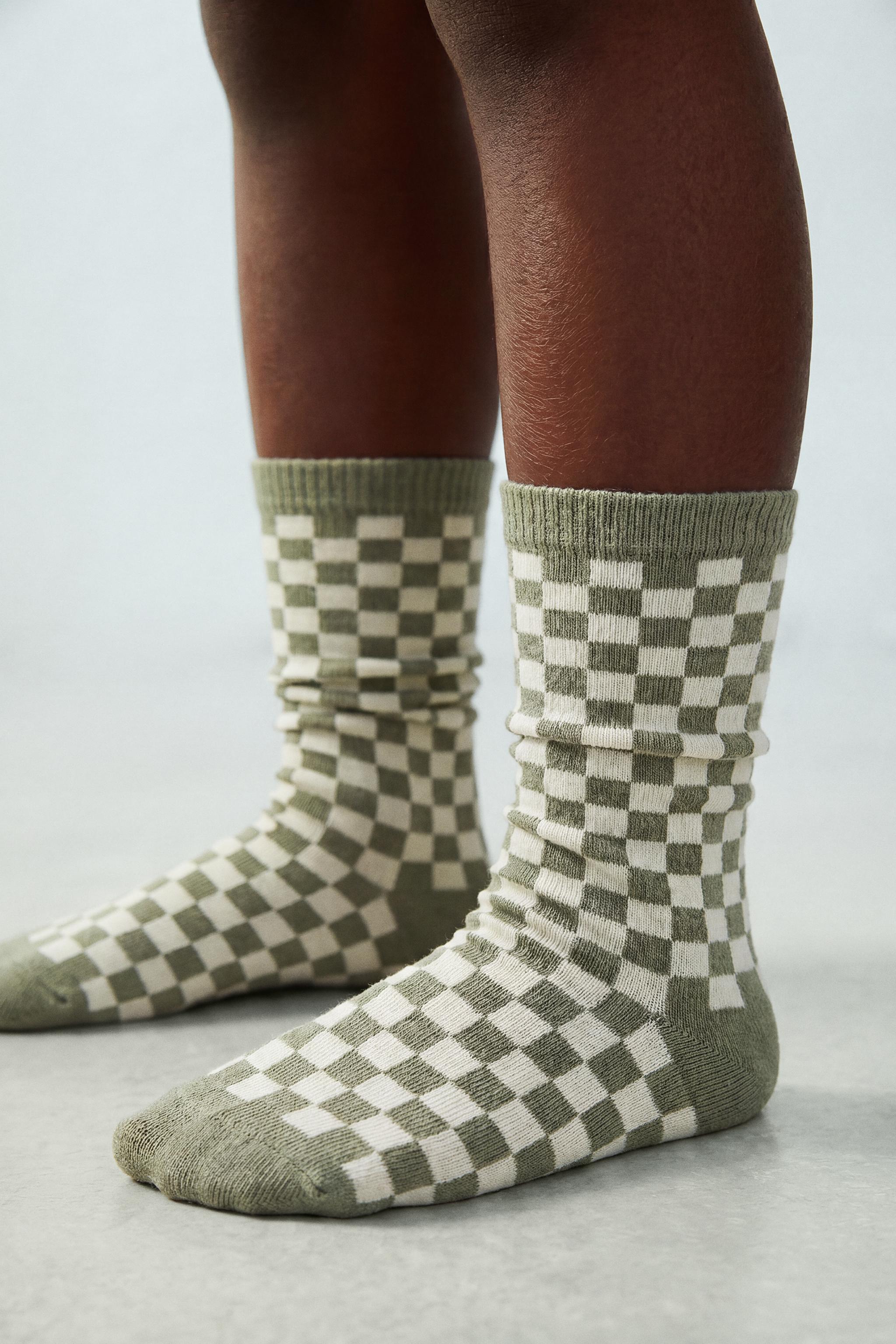 THREE-PACK OF CHECKERED LONG SOCKS