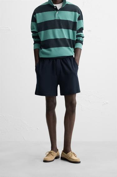 BERMUDA RELAX FIT ESTRUCTURA - Marino de Zara