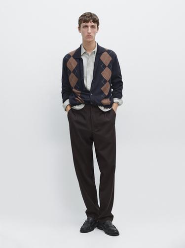 Zara Cool wool textured trousers - Brown - Image 0