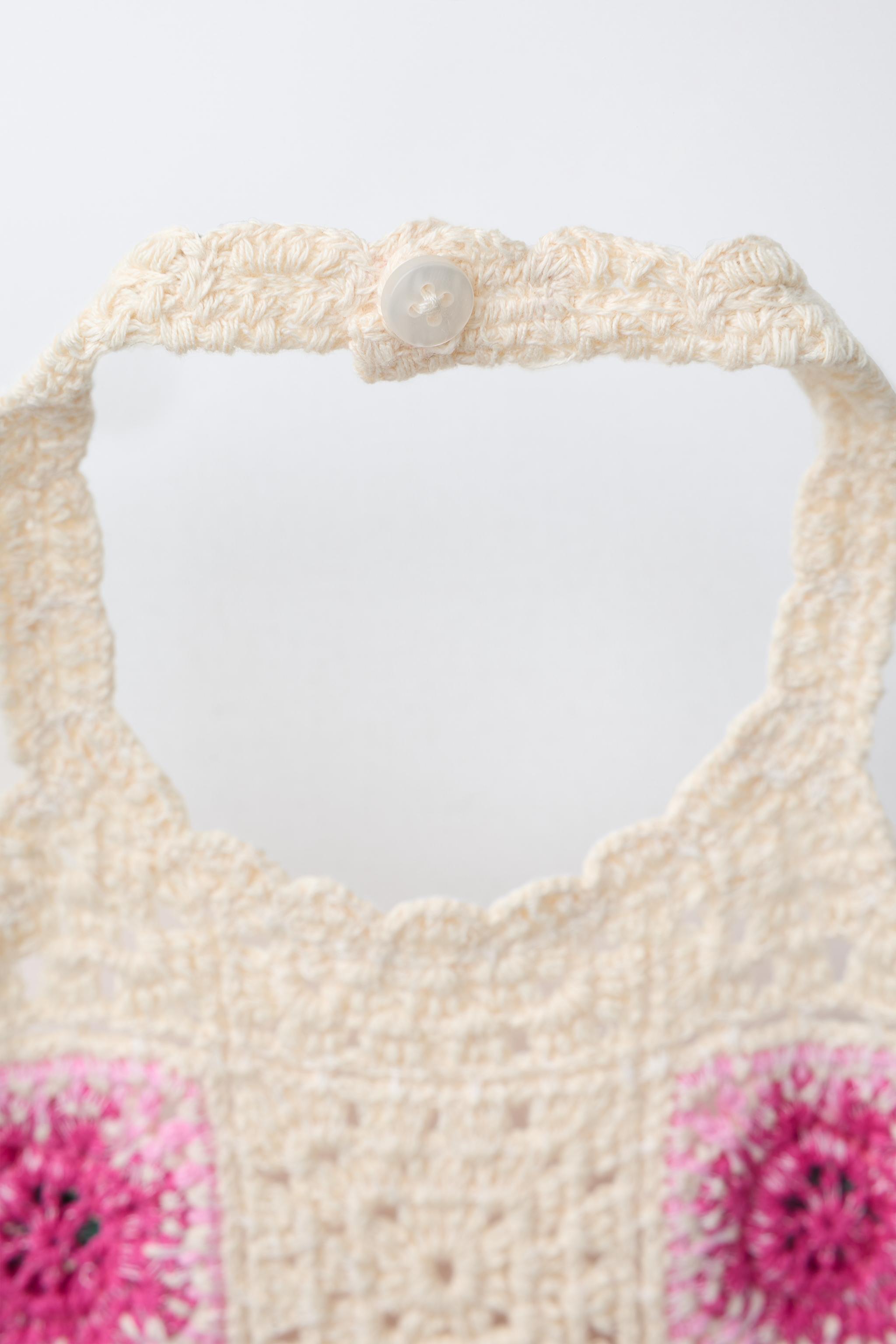 CROCHET KNIT FLORAL DRESS