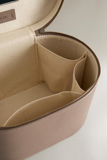 OVAL LEATHER WASH BAG - Taupe Grey by Zara - Image 4