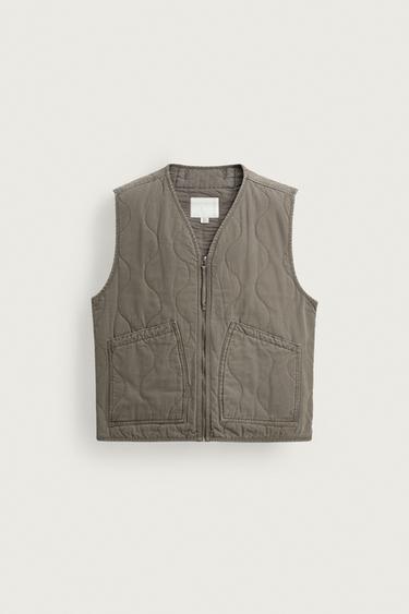 WASHED TOPSTITCHED WAISTCOAT - Khaki by Zara