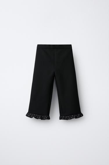 PANTALÓN CULOTTE BAJO VOLANTITO - Negro de Zara - Imagen 0