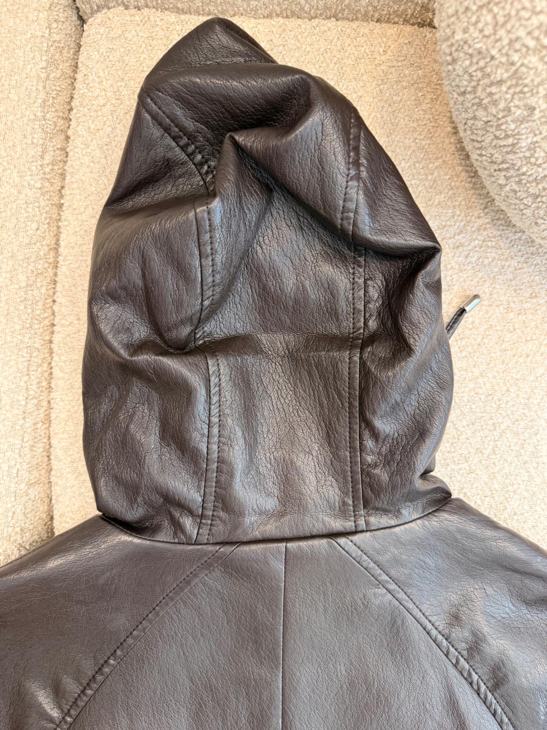 LEATHER EFFECT JACKET BROWN - Image 9