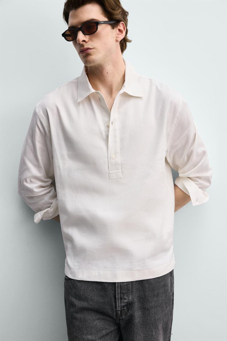 ZARA COTTON/LINEN POLO SHIRT