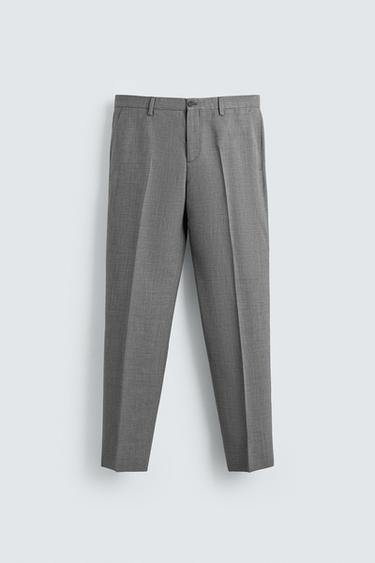 SLIM FIT WOOL BLEND SUIT TROUSERS - Grey by Zara