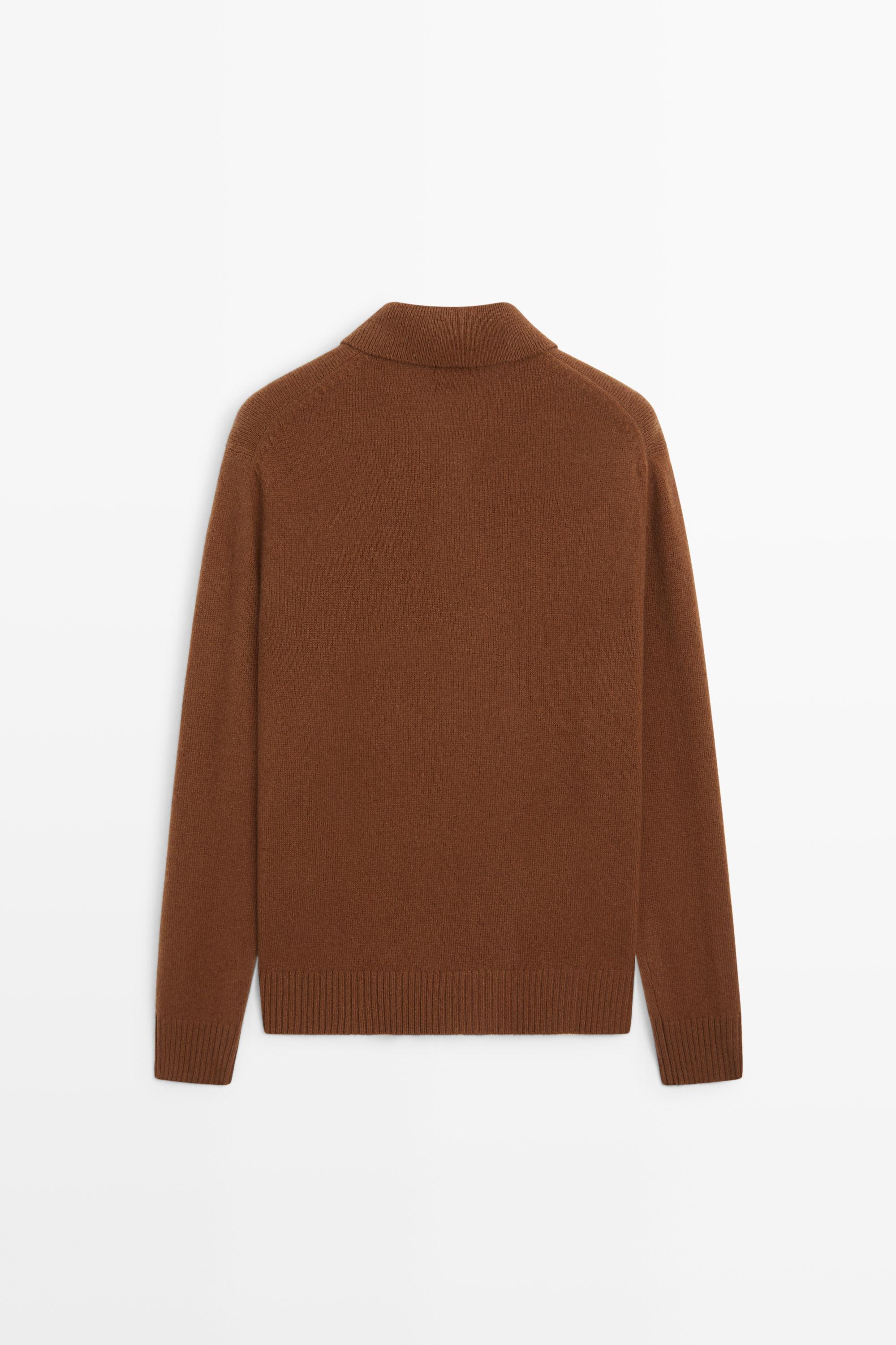 100% wool knit polo sweater with button detail