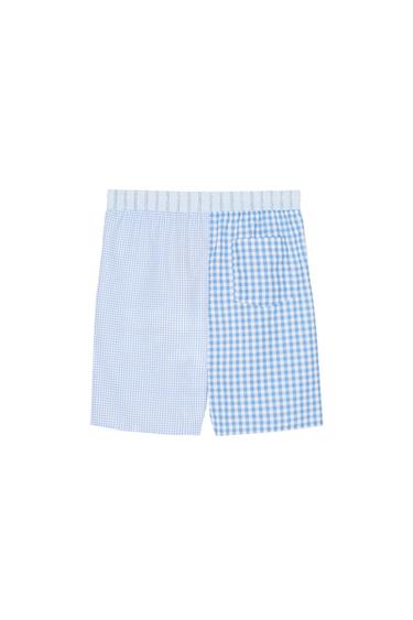 MAILLOT DE BAIN LONG À CARREAUX COMBINÉS - Blanc / Bleu ciel de Zara - Image 1