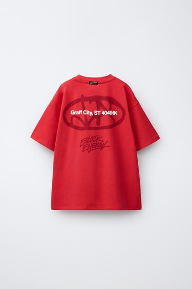 T-SHIRT IMPRIMÉ GRAFFITI - Rouge de Zara - Image 1
