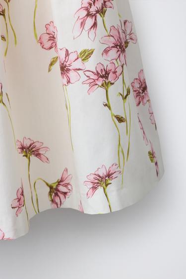 JUPE MI-LONGUE À IMPRIMÉ FLEURS - Rose / Blanc de Zara - Image 3