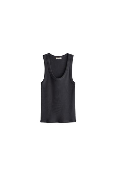 COTTON TOP - Navy blue by Zara