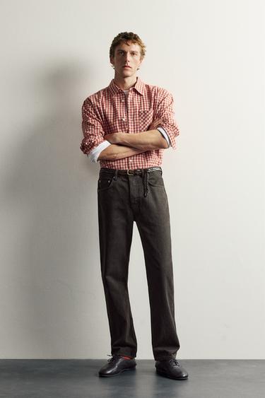 Zaras STRAIGHT FIT-JEANS AARON LEVINE X ZARA - Chokladbrun