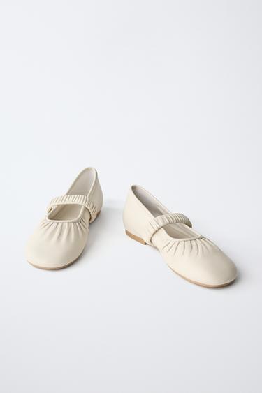 SHEEPSKIN LEATHER BALLET FLATS - White by Zara - Image 2