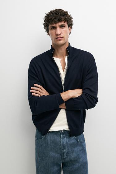 Zara 100% cotton knit cardigan - Navy blue