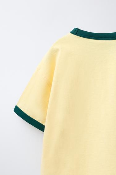 CONTRAST TRIM T-SHIRT - Yellow by Zara - Image 3