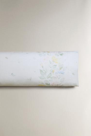 WATERCOLOUR FLOWER PRINT PILLOWCASE - Oyster-white by Zara - Image 4