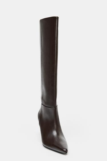 POINTED HIGH-HEEL BOOTS - Chocolate Brown by Zara - Image 3