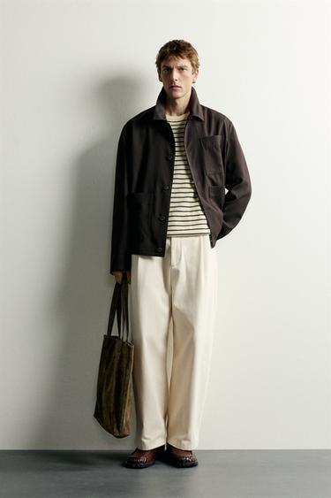 RELAXED FIT WOOL BLEND OVERSHIRT - Brown by Zara - Image 0