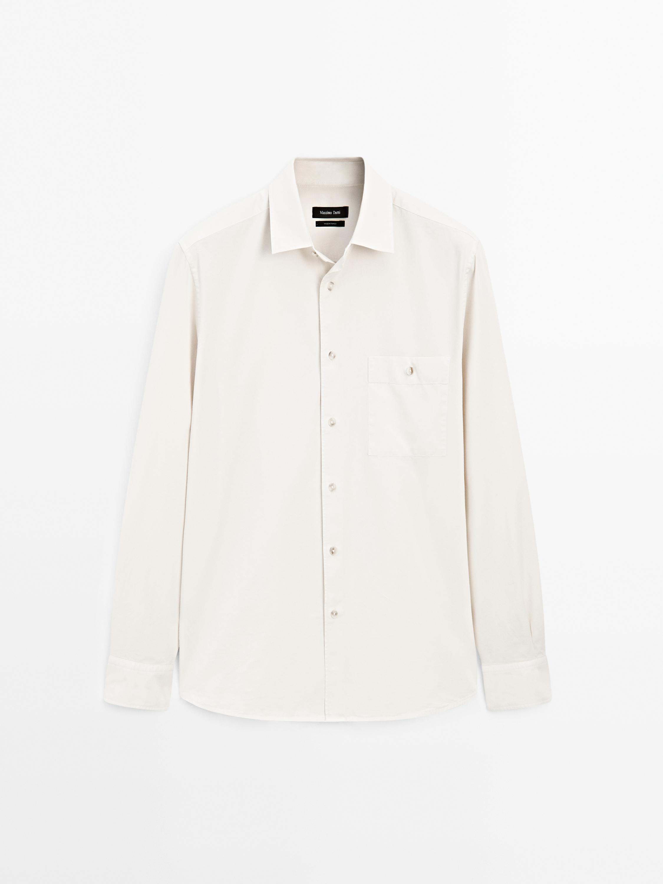 100% cotton twill shirt - Ecru | ZARA United States