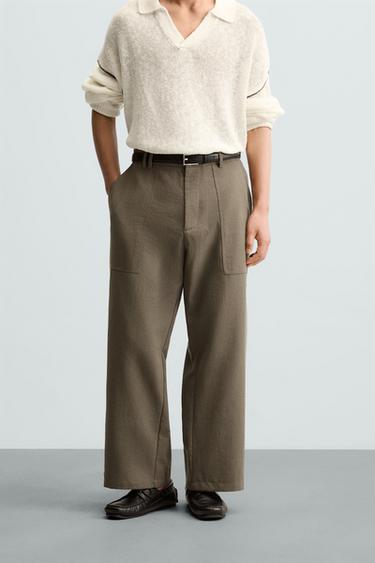PANTALÓN RELAXED FIT BOLSILLOS - Khaki de Zara