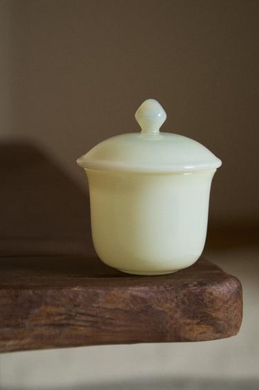 半透明ボロシリケイトガラスジャー＆リッドイエローZaraの半透明ボロシリケイトガラスジャー＆リッド - イエロー 