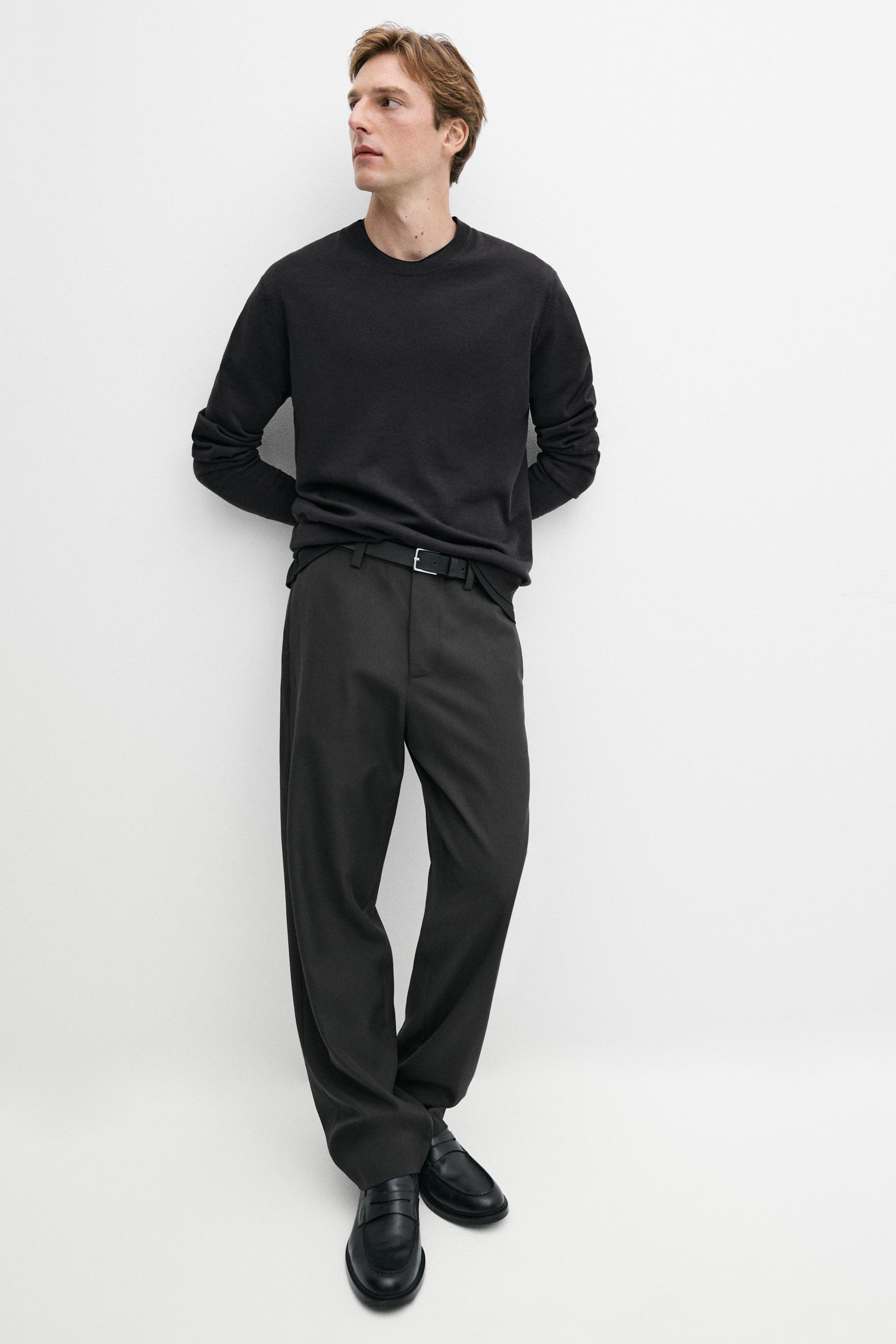 100% merino wool knit round neck sweater — 843