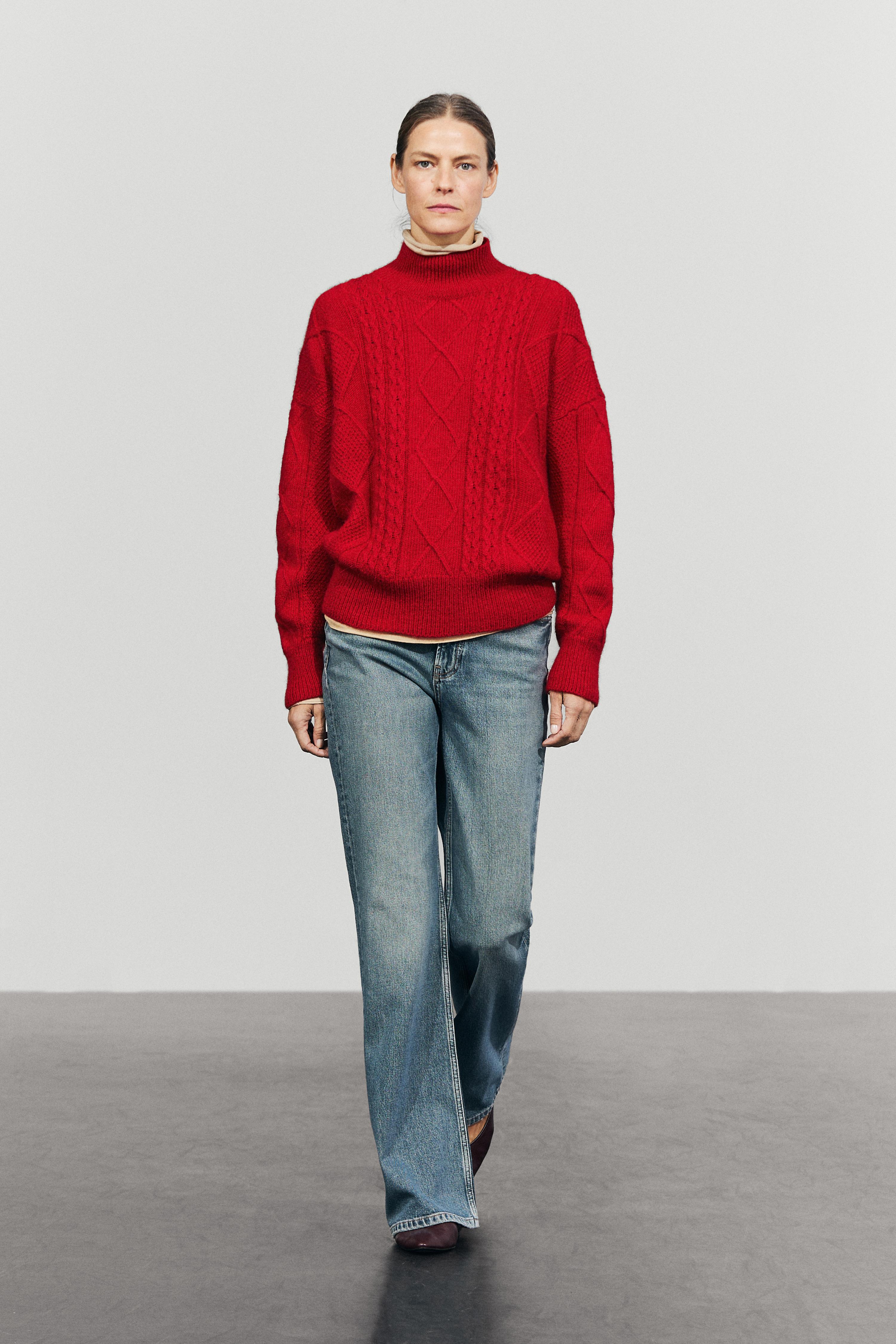 Wool blend cable-knit sweater