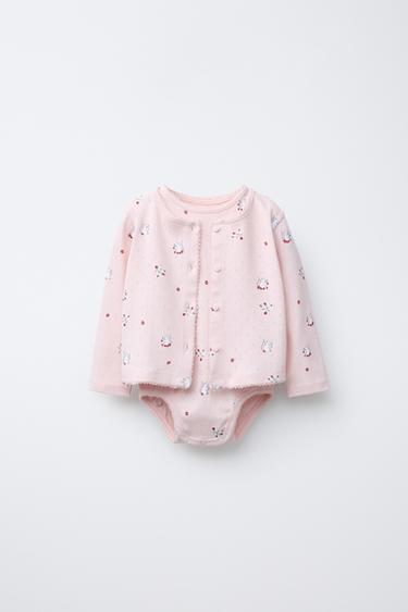 PACK BODY Y CHAQUETA ESTAMPADO POINTELLE - Rosa de Zara