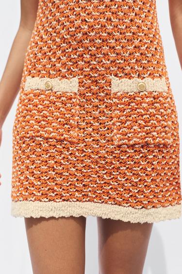 STRUCTURED KNIT MINI DRESS - Orange by Zara - Image 1
